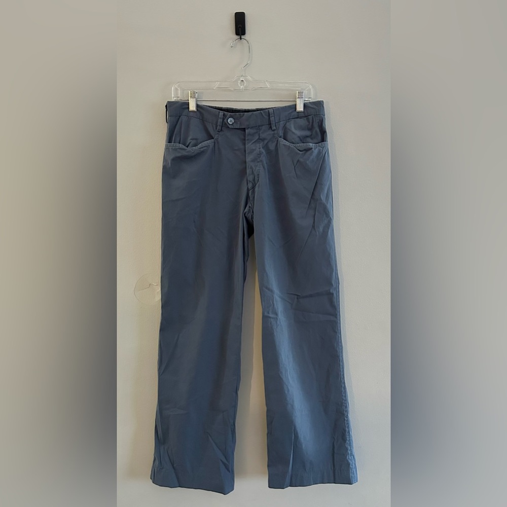 Prada Women’s Size 50 IT 14 US Gray Blue Straight Mid-Rise Pants Extended Tab